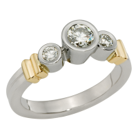 14K YELLOW AND WHITE GOLD RING WITH DIAMONDS
