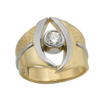 14K YELLOW AND WHITE GOLD RING WITH DIAMOND 