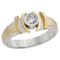 14K YELLOW AND WHITE GOLD RING WITH DIAMONDS