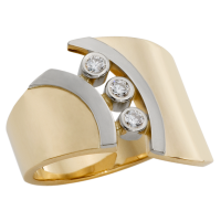 14K YELLOW AND WHITE GOLD RING WITH DIAMONDS