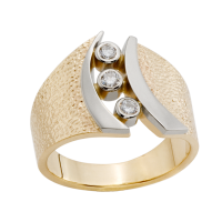 14K YELLOW AND WHITE GOLD RING WITH DIAMONDS