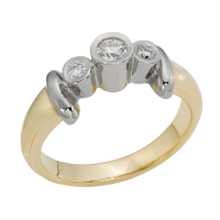 14K YELLOW AND WHITE GOLD RING WITH DIAMOND