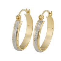 14K YELLOW AND WHITE GOLD HOOP EARRINGS