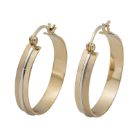 14K YELLOW AND WHITE GOLD HOOP EARRINGS