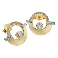 14K YELLOW AND WHITE GOLD EARRINGS WITH DIAMONDS