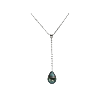 14K white GOLD NECKLACE WITH TAHITIAN PEARL 