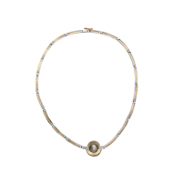 14K YELLOW AND WHITE GOLD NECKLACE WITH TAHITIAN PEARL 