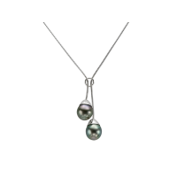 14K WHITE GOLD NECKLACE WITH TAHITIAN PEARL 