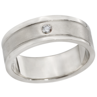 14K WHITE GOLD BAND WITH DIAMOND 