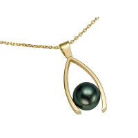 14K YELLOW GOLD PENDANT WITH TAHITIAN PEARL 