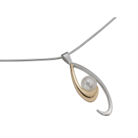 STERLING SILVER AND GOLD PENDANT WITH PEARL