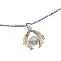 STERLING SILVER AND GOLD PENDANT WITH PEARL