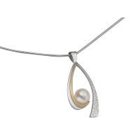 STERLING SILVER AND GOLD PENDANT WITH PEARL