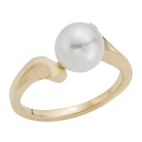 BAGUE PERLE BLANCHE OR 14K JAUNE