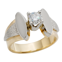 BAGUE DIAMANT OR 14K JAUNE ET BLANC