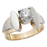 BAGUE DIAMANT OR 14K JAUNE ET BLANC