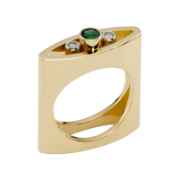 BAGUE EMERAUDE OR 14K JAUNE ET BLANC