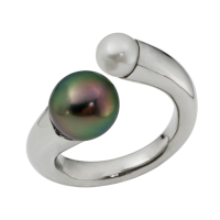 BAGUE PERLE TAHITI OR 14K BLANC