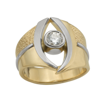 BAGUE DIAMANT OR 14K JAUNE ET BLANC