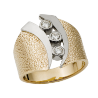 BAGUE DIAMANTS OR 14K JAUNE ET BLANC