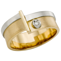 BAGUE DIAMANTS OR 14K JAUNE ET BLANC