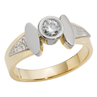 BAGUE DIAMANT OR 14K JAUNE ET BLANC