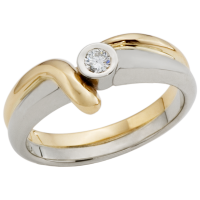 BAGUE DIAMANT OR 14K JAUNE ET BLANC