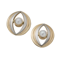 BOUCLES D'OREILLES PERLES OR 14K JAUNE ET BLANC