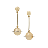 BOUCLES D'OREILLES PENDANTES OR 14K JAUNE ET BLANC