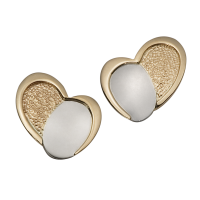 BOUCLES D'OREILLES OR 14K JAUNE ET BLANC