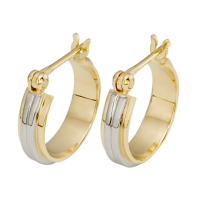 BOUCLES D'OREILLES ANNEAUX OR 14K JAUNE ET BLANC