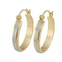 BOUCLES D'OREILLES ANNEAUX OR 14K JAUNE ET BLANC