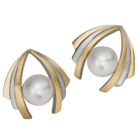 BOUCLES D'OREILLES PERLES ARGENT 925 ET OR