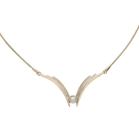 COLLIER PERLE OR 14KT JAUNE ET BLANC