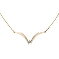 COLLIER DIAMANT OR 14K JAUNE ET BLANC