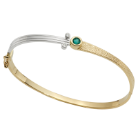 BRACELET EMERAUDE OR 14K JAUNE ET BLANC